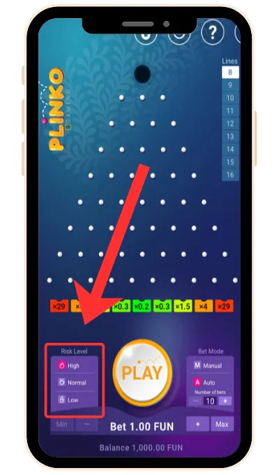 Open the official Plinko game from BGaming